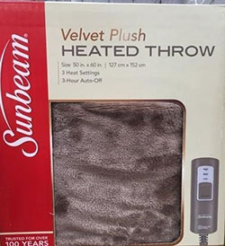 Sunbeam Velvet Plush Heated Throw
