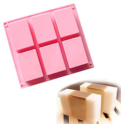 6 Cavities Rectangle Silicone Soap Molds by Ozera