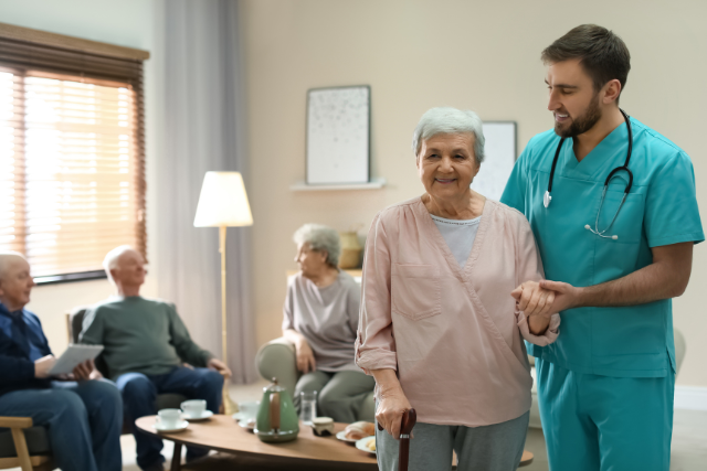 hospice worker taking care of the elderly