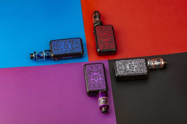 Vape devices on colorful background