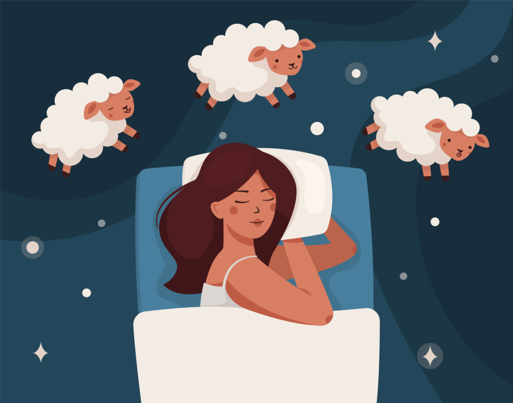 a woman counting sheep asleep - featured image